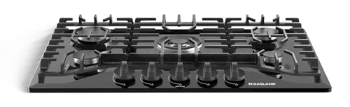 GASLAND Gas Cooktop 30 Inch Black, 5 Burner Propane Stove Top, Built-in Gas Cooktops NG/LPG Convertible, Plug-in with Thermocouple Protection, CSA Certified, Black