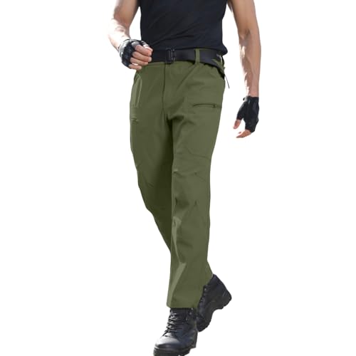 Generisch Pantalones de senderismo para hombre, ajustados, pantalones de trekking, transpirables, para exteriores, impermeables, holgados, tácticos, de secado rápido, pantalones funcionales, verde, XL