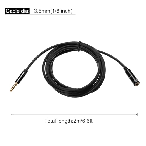 Cable Extensión Auxiliar 3.5mm Macho a Hembra 2m Negro miniatura 2