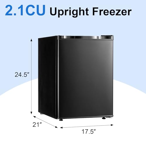 Image of DOGHLY 2.1 Cu Ft Upright Freezer, Small Compact Mini Freezer Upright for Home Office Apartment, Black Standing Freezer with 7-Level Adjustable Temperature Control, Reversible Door, Removable Shelf