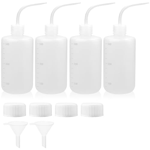 qjuwhua 4 Stück Spritzflasche 500ml Quetschflasche Laborflasche Dosierflasche Squeeze Bottle Flasche aus HDPE Waschflasche Gießflasche für Laborreinigung Pflanzenbewässerung Tattoo Wasch