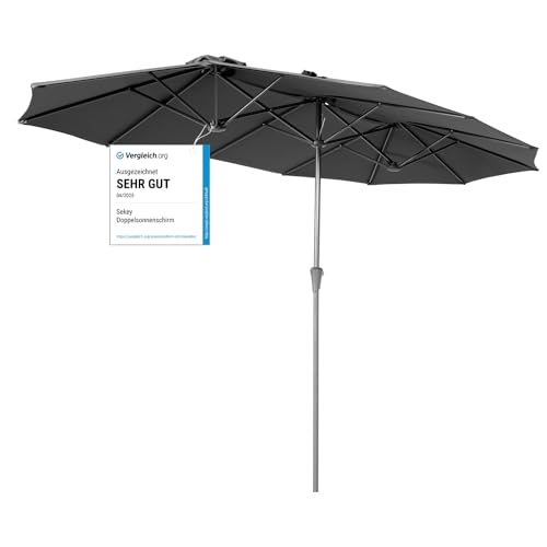 Sekey 160 × 300 cm Doppelsonnenschirm mit kurbel| Groß Sonnenschirm Marktschirm für...