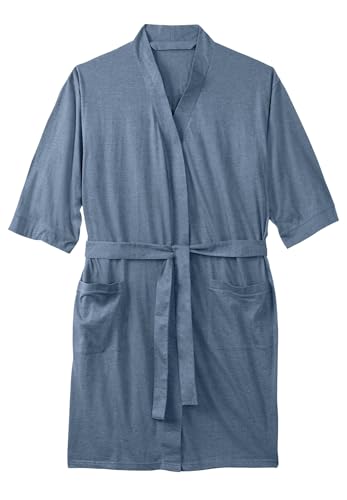 KingSize Men's Big & Tall Cotton Jersey Robe - 5XL/6XL, Slate Blue