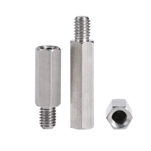 Male to Female Round Standoff Stud M3 303 Stainless Steel Single-Head Hexagonal Iron Column Isolation Support Bracket Stud PBC Motherboard Chassis Connection 0.24in M3(Thread 6mm) 20pcs