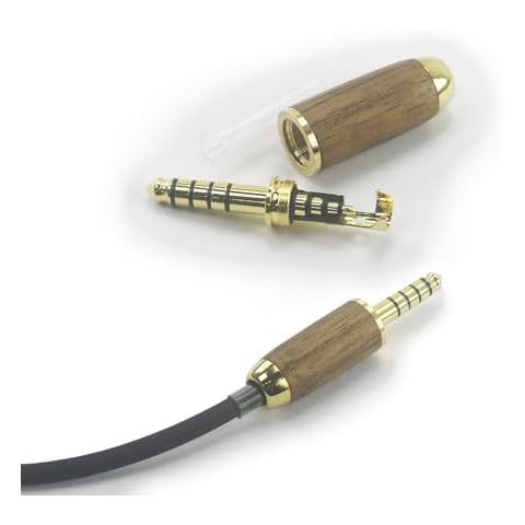 ABLET 5 Pole 4.4mm Balanced Repair Headphone Jack Plug, Audio Soldering Metal Headset Connector, Walnut Wood Shell Cover