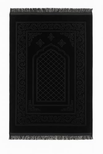 Dimensioni del tappeto di preghiera: tappeto di preghiera musulmano misura 80 × 120 cm, rendendolo la dimensione ideale per una preghiera confortevole. Compatto e leggero, è ideale per la casa, i viaggi o la moschea. Inoltre, viene fornito con un'elegante custodia per riporre facilmente e velocemente quando non in uso.