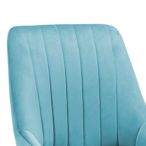 Image of Finch Fox Morris Velvet Dining Chair for Living Room, Bedroom, Home Office with Black Metal Legs in Light Blue Color (Set of 6)