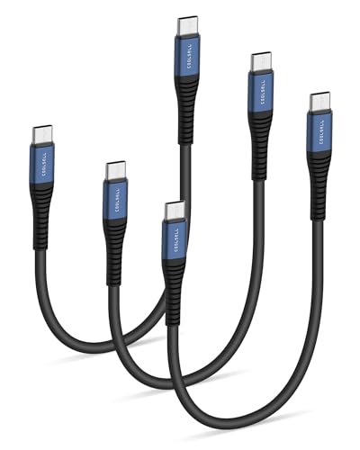Short USB C to USB C Cable 6 inch 3 Pack, Silicone 60W Fast Charging Cord Type-C Compatible with iPhone 17/16/15 Samsung Galaxy S23 S22 Google Pixel, iPad for Power Bank/Car/Office/Travel