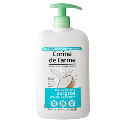Corine de Farme - Crema de Ducha Sobregrasa con Extracto de Coco - pH Neutro, de Origen Natural - Control Dermatológico -750 ml