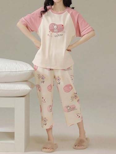 Image of Lymio Womens Korean Night Dress | Full Pyjama Set | Korean Nightsuit | Women Nightwear |Round Neck Full Sleeve Nightsuit | Loungewear | Everyday Nightdress (W-ND-2)
