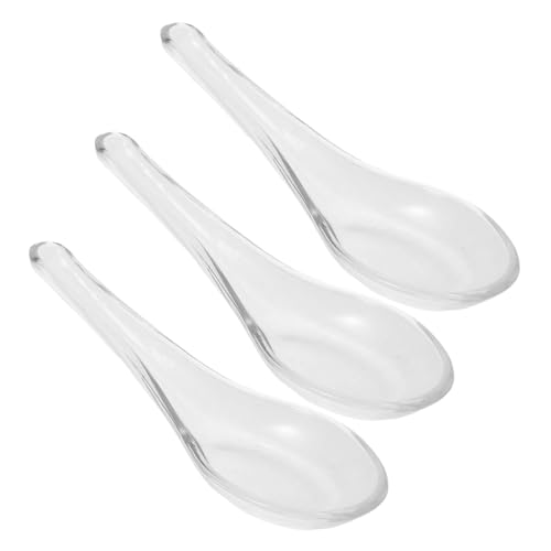 ARTSEWPLY 3個透明ガラススプーン 繰り返し使えるクリアデザートスプーン バイキング対応のキッチン必需品 アジアンスープやヨーグルト用に