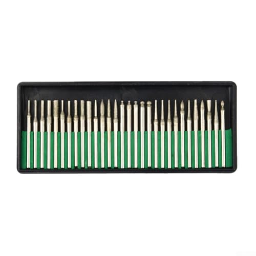 Besttoolifes Juego de brocas con revestimiento de esmeril, vástago de 3 mm para herramientas giratorias compatibles con Dremel, molienda de punta de 1 mm para joyas, vidrio de playa y artesanía de