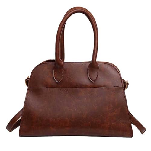 Womens Tote Bag Faux Leather Top Handle Bag Retro Shoulder Satchel with Straps for Women(Brown)