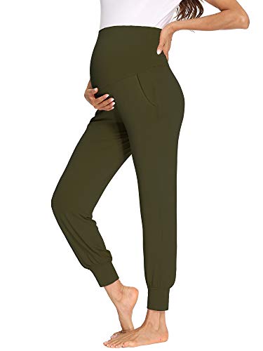 Image of fitglam Women's Maternity Pants Over Belly Lounge Pajamas Clothes Pregnancy Must Haves Joggers with Pockets