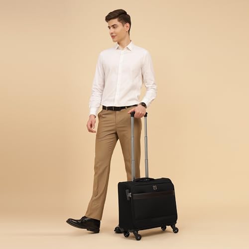 Swiss Military Astral Soft Overnighter Trolley Bag with 15.6” Laptop Compartment, Spacious Storage & Push Button Trolley Handle, 360° Rotatable Wheels, Premium Zip Puller, 45L Capacity-Black