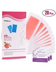 Ready To Use Wax Strips Hair Removal Painless Waxing Kit for Women 20 PCS(10 Double Side) Rose Fragrance Waxing for Legs, Arms, Underarms and Bikini