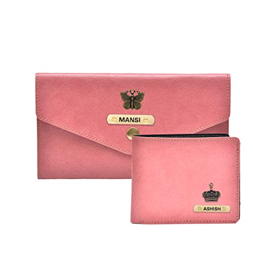 Image of YOUR GIFT STUDIO : Classy Minimal Clutch + Men's Wallet | Couple Gifts (Peach)