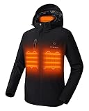 Larga duración de la batería: la chaqueta calefactada dispone de 3 reguladores de temperatura ajustables, luz roja (43-48 ℃/109-118 ℉), luz blanca (33-38 ℃/91-100 ℉), luz azul (23-28 ℃/73-82 ℉), puedes cambiar libremente la temperatura en diferentes entornos. El set de calefacción contiene una fuente de alimentación móvil de 5 V y 10000 mAh, que puede calentarse continuamente durante 4 – 10 horas
