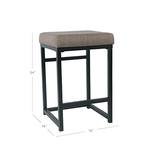 Image of Homepop Home Decor | Modern 24-Inch Counter Stool | Backless Metal Frame Bar Stools Counter Height | Decorative Home Furniture, Brown, K7651.24-F1552