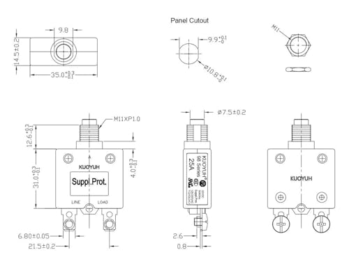 Disjoncteurs série 98 réinitialisation manuelle 125/250V AC