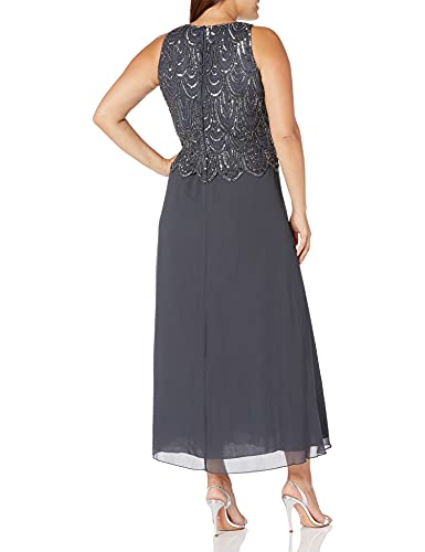 J Kara Women's Petite Sleeveless Beaded Pop Over Dress with Scarf4