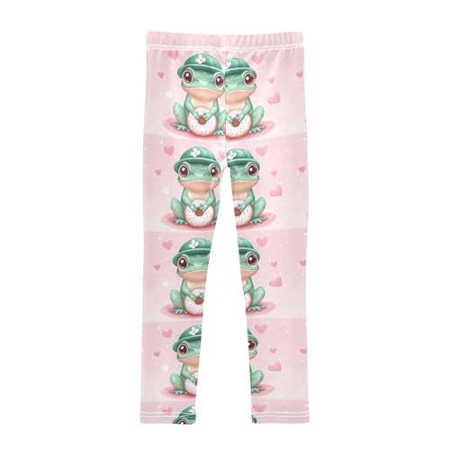 Boccsty Cute Frog Pink Donut Hearts Girls Leggings Kids Yoga Pants Dance Active Tights 4T2