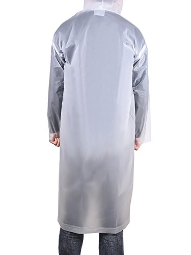 Mudder Adult Portable Raincoat Rain Poncho with Hoods and Sleeves (White)4