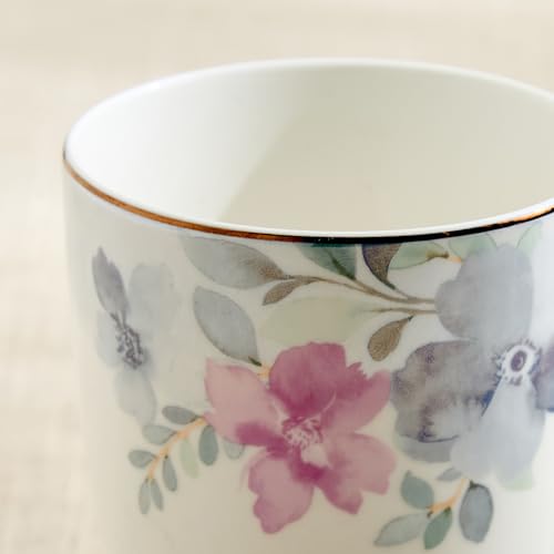 Image of Home Centre Altius Periwinkle Bone China Floral Print Coffee Mug - 350ml