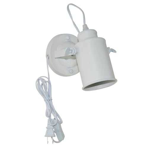 kylynly Industrial Track Lighting Ceiling Spotlight,Vintage Wall Mount Lights, Rotate Head, Plug in E26 Base, Decor for Indoor Living Bedroom or Loft Cafe bar Lighting(White,No Bulb)