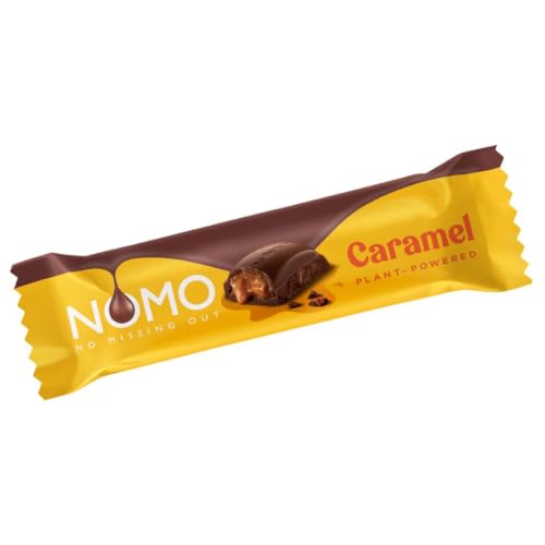 NOMO Free From and Vegan Chocolate - Caramel Bars Pack of 12 x 38g small bars - Dairy Free, Gluten Free, Nut Free, Egg Free