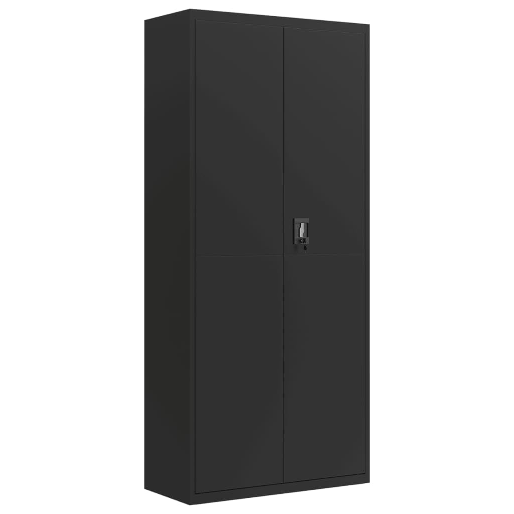 Armadio Classificatore per Ufficio in Acciaio Nero con 4 Ripiani Regolabili e Serratura 90x40x240 cm per Documenti e Oggetti Salvaspazio