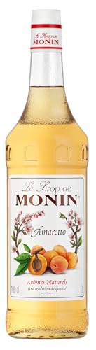 Monin Sirup Amaretto (1 x 1,0l) - Aroma für Kaffee und Cocktails - Italienische Mandelnote - Genuss für Getränke und Desserts