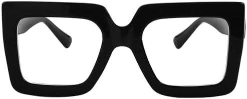 Onrtry Oversized Square Blue Light Glasses for Women Men Thick Frame Big Computer Eyewear Non-Prescription Eyeglasses