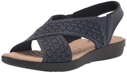 Easy Street Sandalias de cuña Claudia para mujer, azul marino, 39.5 EU Ancho
