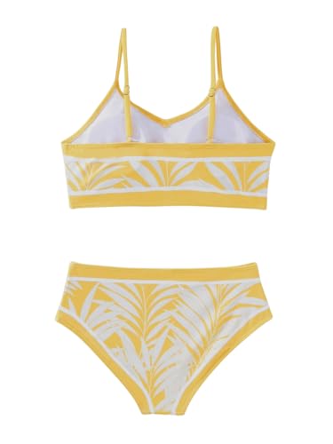 Image of WDIRARA Girl's Tropical Print Bikini Set 2 Piece Swimsuits Spaghetti Strap Bathing Suits Multicolor 10Y