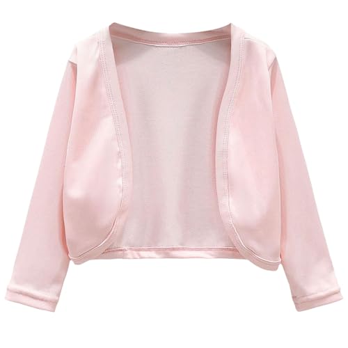 Girls Cotton Open Front Sweater Long Sleeve Plain Soft Cardigan Kids Lightweight Casual Cropped Coats Thin Sweater