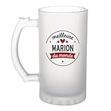 Verre à bière de la Meilleure Marion du monde 1- Chope - Idée Verre à bière Personnalisable Cadeau Anniversaire Fête Original Famille Travail Départ Collègue Retraite Noël.
