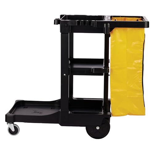 Rubbermaid FG617388BLA Janitorial Cleaning Cart - Traditional, 45.89 Inch x 8.574 Inch x 8.574 Inch, Black