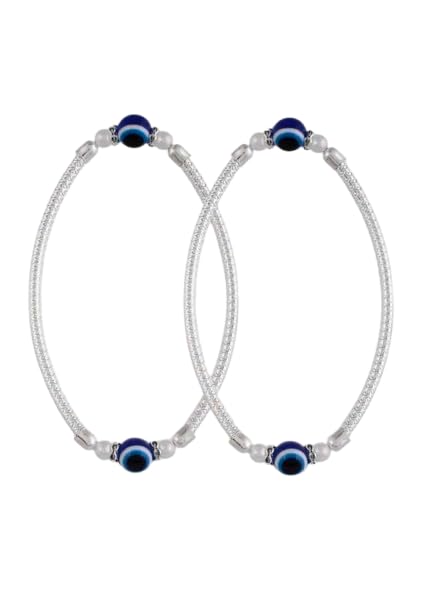 Evil Eye Anklets for Women & Girls Protective Blue Bead Foot Jewelry with Glistening Metallic Finish Traditional Payal for Positive Energy & Ward Off Negativity Elegant Anklet Pair-image-16