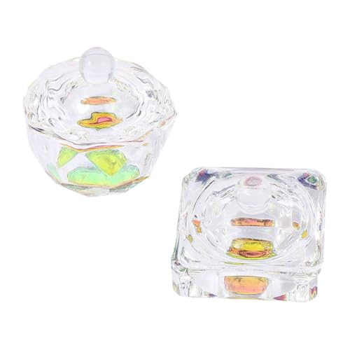 2 piezas recipiente de cristal para manicura miniatura 1
