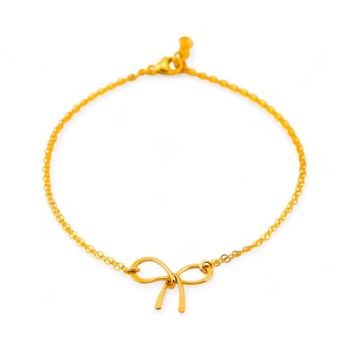 Cute Dainty Bow Bracelet, Mini Charming Wire Wrapped Ribbon Handmade Jewelry for Her |14K Gold Fill