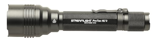 Streamlight 88047 ProTac HL 3 1100-Lumen Professional Tactical Flashlight with CR123A Batteries and Holster, Black, Clear Retail Packaging