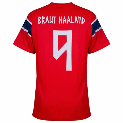 Haaland Norway #9 Home Soccer Jersey 2026 (Large) Red
