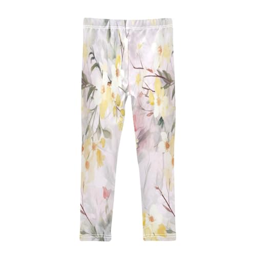 Bolaz Toddler Girls Leggings Printed Yoga Pants Leggings Yellow Pink Flower for Kids2