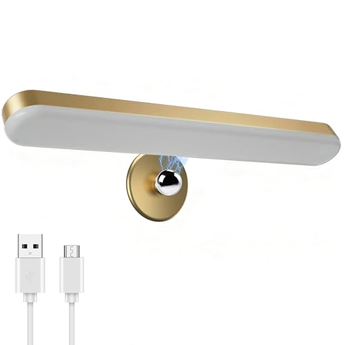 Image of Benreom Wireless Vanity Lights for Mirror, Rechargeable Battery Operated Stick on Lamp, Adjustable Makeup Light, Cordless Magnetic LED Bar Renter Friendly Lighting Decor Gift, Gold