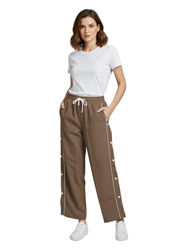 Image of ADDYVERO Women Cargo Brown Lose Fitting with Side Pockets Detailing High Waisted Casual Pant (Brown, 28)