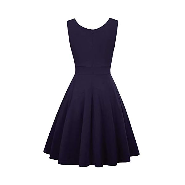 GRACE-KARIN-Womens-50s-60s-Vintage-Sleeveless-V-Neck-Cocktail-Swing-Dress GRACE KARIN Elegant Cocktail Dress for Women Wrap A-line Short Bridesmaid Dress Navy Blue L