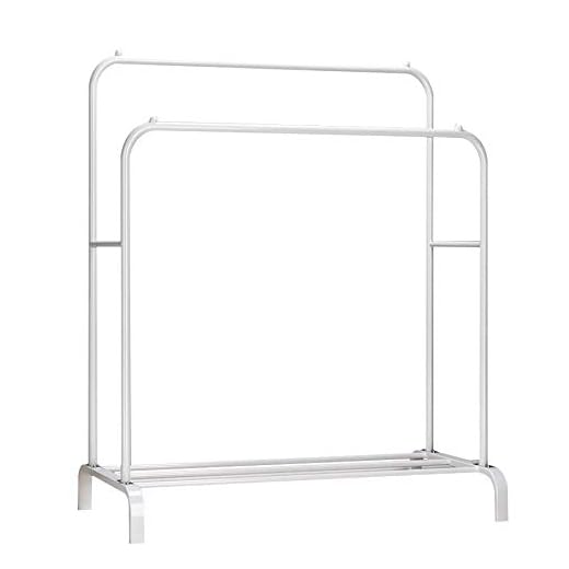 UDEAR Percheros Burro Perchas Independientes de Doble Varilla Estante para Ropa de Dormitorio Multifuncional, Blanco