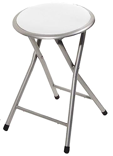 GREAT AIGOO Taburete Plegable Acolchado, Ligera y Elegante, Ideal para Cocina, Jardín y Baño,Diámetro 30 x Altura 45 cm (Pack 2, White)