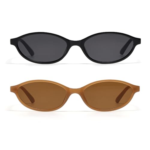 Oval Sunglasses for Women Men Chic Cat Eye Sunglasses 90s Sunnies Lightweight Trendy Sun Glasses